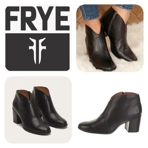 Frye - Nora Zip Short Ankle Leather Boots Black Women's Size US 8.5M
